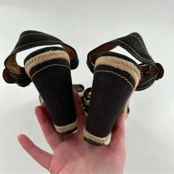 Franco Sarto womens sandals size 6 black canvas platform wedge Espadrilles - Picture 10 of 13